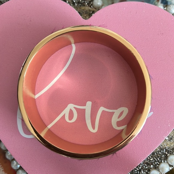 Gold Tone & Pink Plaid Bangle Bracelet - Picture 4 of 4